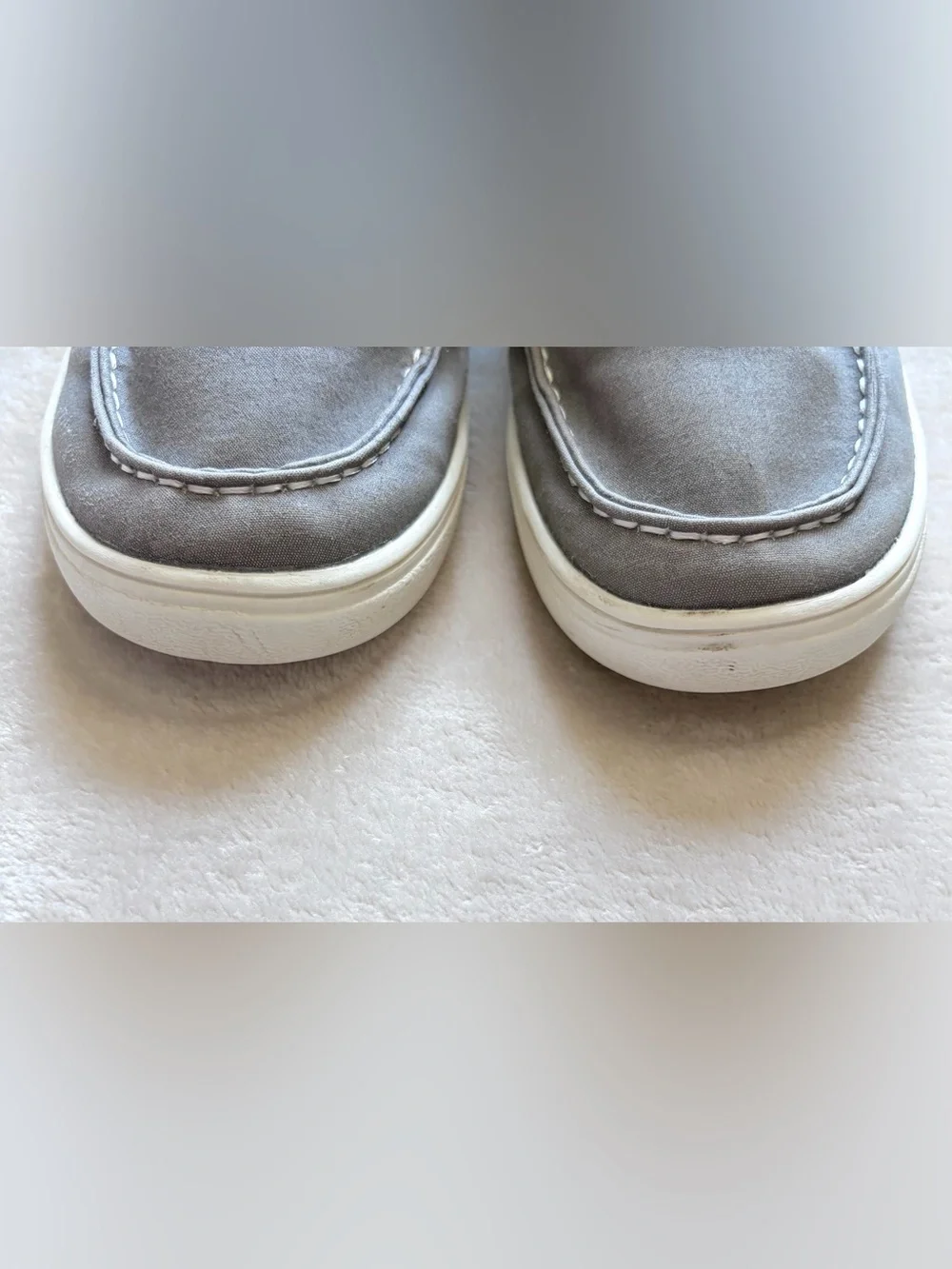 Children's Place Boys Gray Loafers - Slip On Boat Shoes W/ Velcro Strap, Size 3